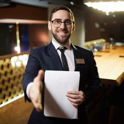 Greeting guests
